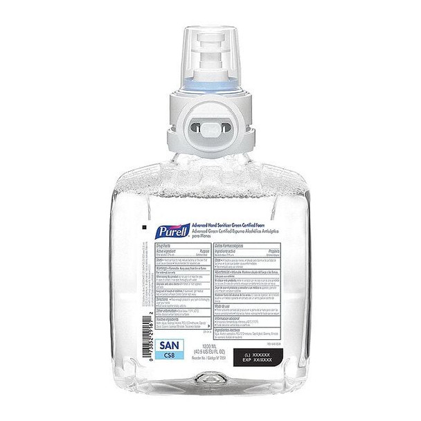 Hand Sanitizer, CS8 Series, Foam, Cartridge, 1,200 mL, Requires Dispenser, 2 PK
