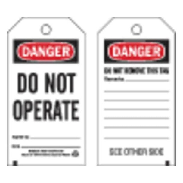 Brady Danger Tag,5-3/4 x 3 In,Do Not Opr,PK25, 65367 65367