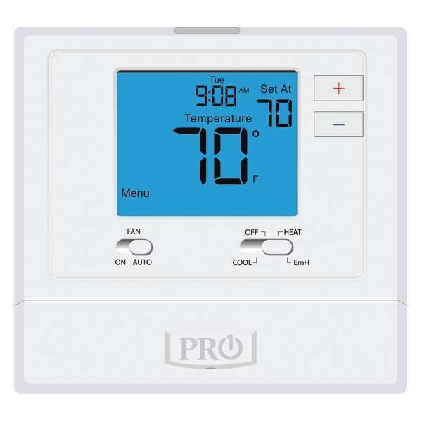 Non-Programmable Thermostat, 2 H, 1 C, Wall Mount, Hardwired/Battery, 24VAC