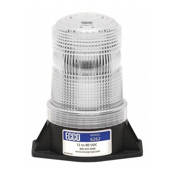 Ecco Beacon Light, Clear, 12-80V DC, 80 FPM, 3 7/8 in Dia., Permanent 6262C