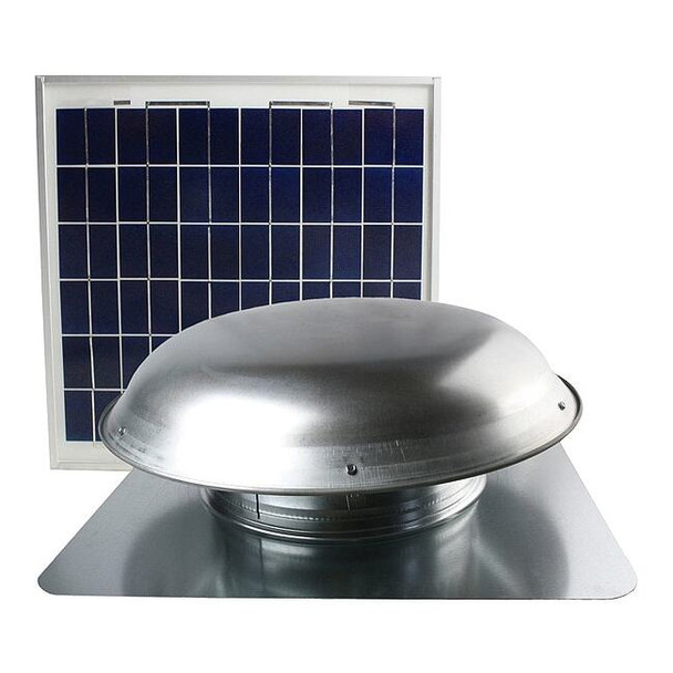 433 CFM Solar Powered Roof Mount Power Attic Ventilator with Panel in Mill