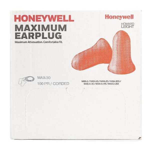 MAXIMUM Disposable Foam Ear Plugs, Bell Shape, 33 dB, Orange, 100 PK