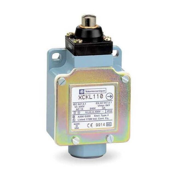 Limit Switch, Plunger, 1NC/1NO, 10A at 240V AC, Actuator Location: Top