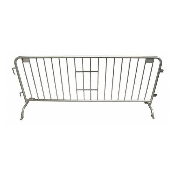 Barricade, Steel, Not Retroreflective, 43 in Height, 96 in Length, 44 lb, Silver