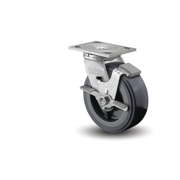 Albion Plate Caster,Swivel,Polyurethane,5 5/8"H 16XA04201SFBA Albion Plate Caster,Swivel,Polyurethane,5 5/8"H 16XA04201SFBA