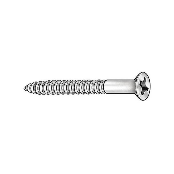 Wood Screw, #9, 3 in, Zinc Plated Steel Flat Head Phillips Drive, 100 PK