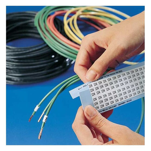 Brady Wire Marker,Printd,Repos Self-Adhes,PK25, WM-100-124-PK WM-100-124-PK