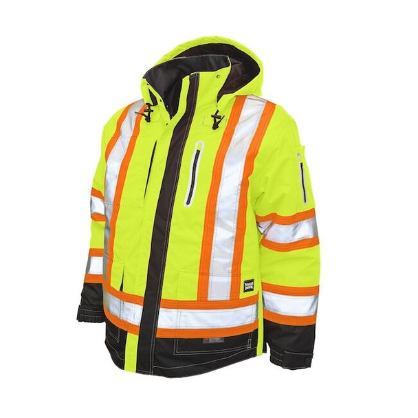 Men's Hi-Vis 4-in-1 Safety Jacket, 300D Ripstop, 100% Polyester, Green, Xl