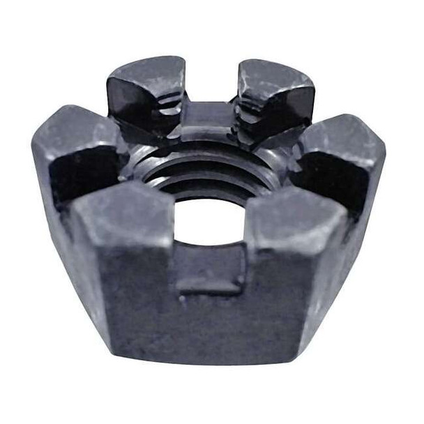 1-1/8"-7 Grade 5 Plain Finish Steel Round Slotted Castle Nut, 5 pk.
