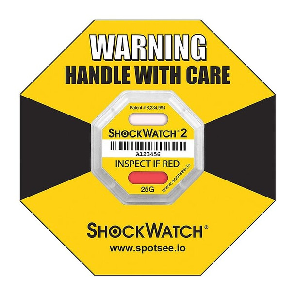 Shockwatch G-Force Indicating Label, Yellow, PK50 48000K