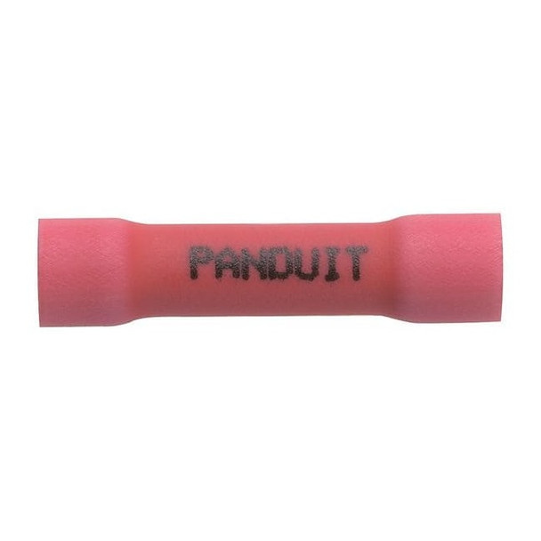 Butt Splice Wire Connector, 18 AWG Max, Red, Vinyl Insulation, 600 V, 50 PK