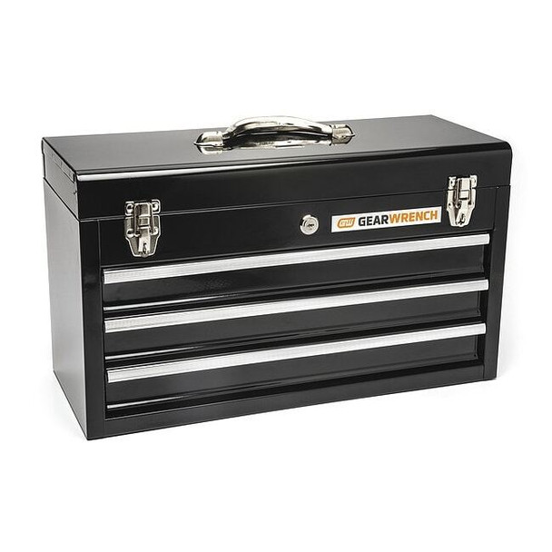 Gearwrench 3-Drawer Tool Box, Steel, Black, 20 in W x 8-1/2 in D x 12 in H 83151
