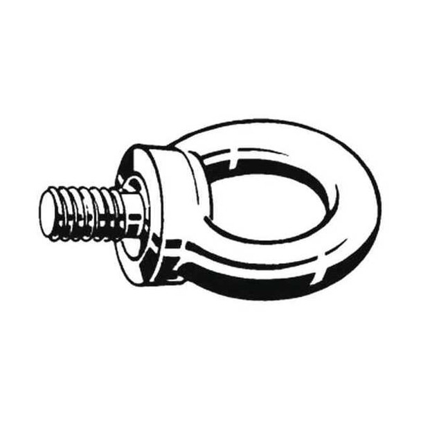 Eye Bolt With Shoulder, M16, 27 mm Shank, 35 mm ID, Steel, Plain, 10 PK