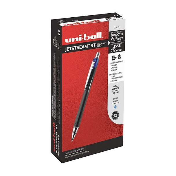 Uni-Ball Retractable Rollerball Pen, 1 mm, Blue PK12 73833