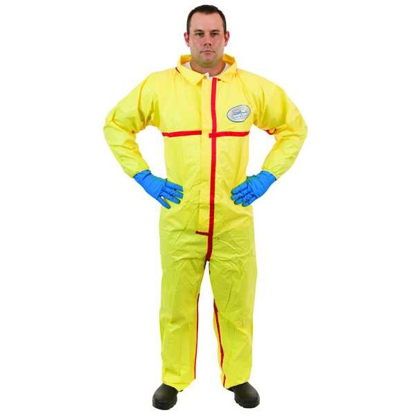 Chemsplash Collared Chemical Resistant Coveralls, 3XL, Yellow, zipper 7012YT-3XL