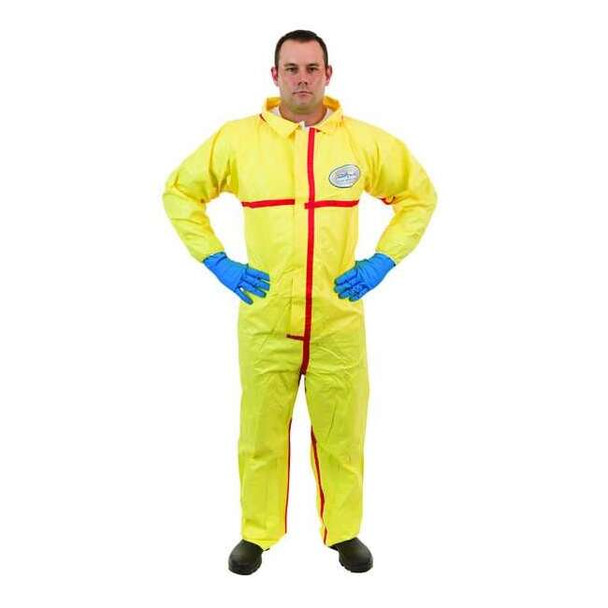 Chemsplash Collared Chemical Resistant Coveralls, 3XL, Yellow, zipper 7012YT-3XL