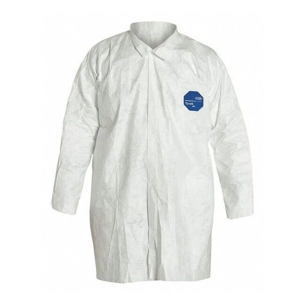 Tyvek 400 Disposable Lab Coat, Tyvek(R) 400, Snaps Closure, White, 3XL, 30 PK