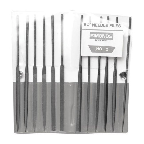 Simonds Needle File Set, 5-1/2in.L, Swiss, Natural 83522000