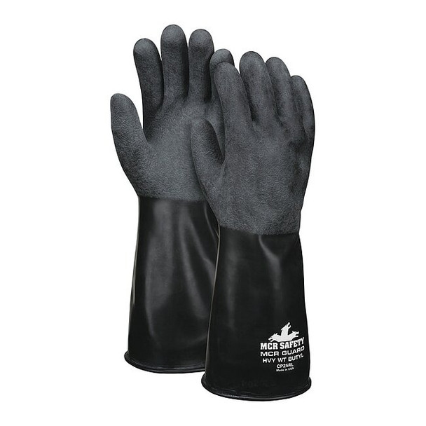 CP25 Chemical Resistant Gloves, Butyl, 14 in L, 25 mil, Black, XL, 1 PR