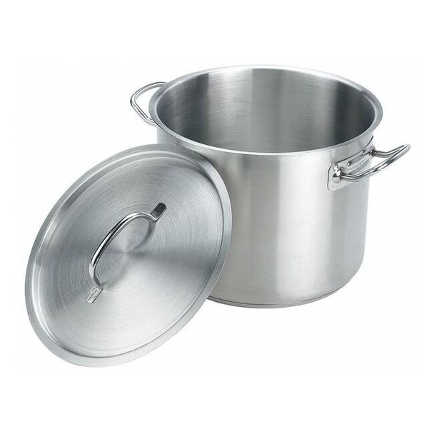 Crestware Stock Pot w/Cover,20 qt,13-1/2 In.,SS SSPOT20