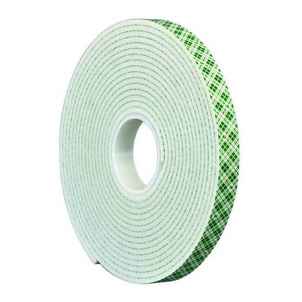 Double-Sided Foam Tape, 1 in W, 5 yd L, 1/32 in, Polyurethane Foam, Double-Sided