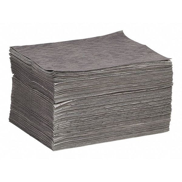Sorbent Pad, 24 gal, 15 in x 19 in, Universal, Gray, Polypropylene