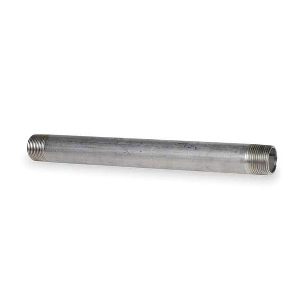 2" MNPT x 12" TBE Stainless Steel Pipe Nipple Sch 40, Max. Pressure: 150 psi