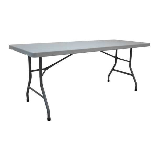 Rectangle Folding Table, 30" W, 72" L, 29" H, Blow Molded Polyethylene Top, Gray
