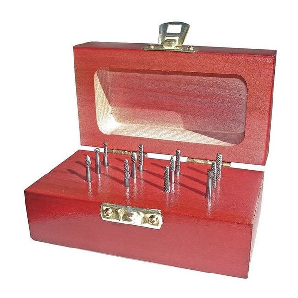 Manufacturer Varies Carbide Bur Set,Single Cut,1/8 in,12 pc 310-110001