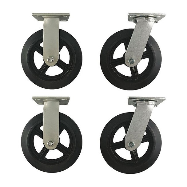 Manufacturer Varies Plat Castr Kit,Rubber,8 in.,2400 lb.,PK4 5PKH9