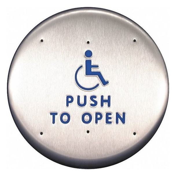Best Push Plate,For Auto Operator,6" L CL2216 HANDICAP LOGO PUSH TO OPEN TEXT
