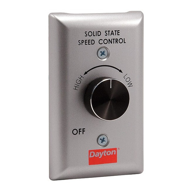 Dayton Dial Speed Control, 115V, 6 Amp, SPST, Brushed Aluminum Plate 48C172