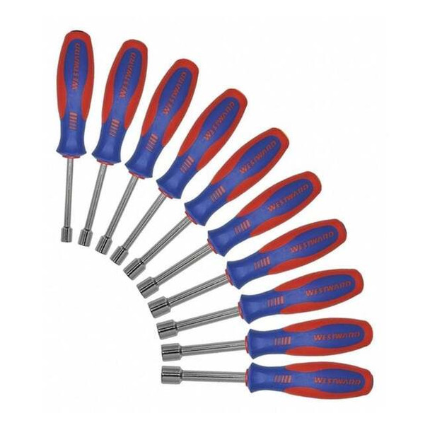 Westward Nut Driver Set,10 pcs,Hollw Round,Metric 401L18