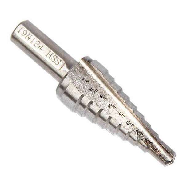 Manufacturer Varies HSS Step Drill Bit 9 Sizes, 1/4-3/4" 19N124