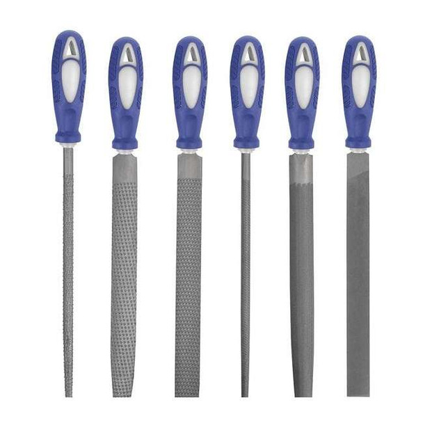 Westward Hand File Set,Bastard/Smooth,8 In L,6 Pc 10Z755