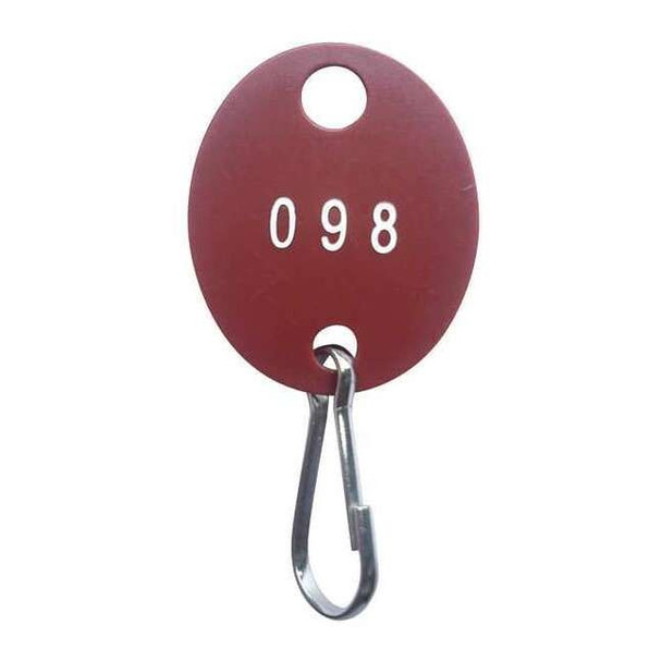 Manufacturer Varies Key Tag, Red, Plastic, Oval, Nickel Plated 100 PK 33J884