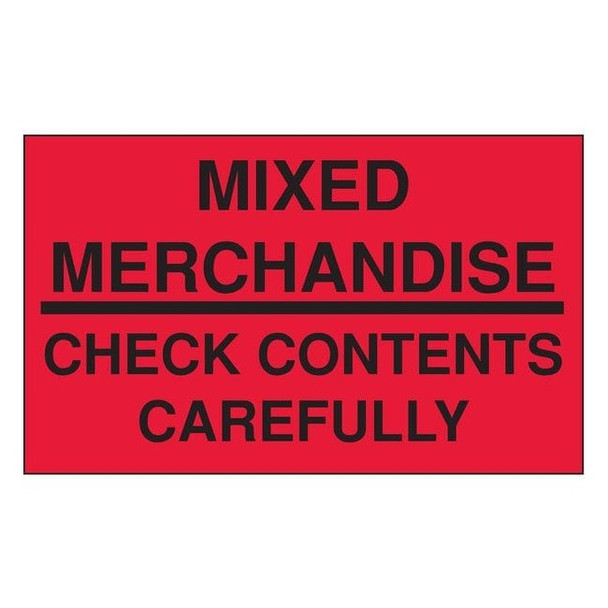 3" x 5" Adhesive Back Shipping Labels, Mixed Merch., Check Contents, Pk500