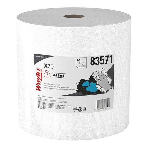 Power Clean X70 Medium Duty Cloths in a Bucket Refill, Long Lasting, White, 3 PK