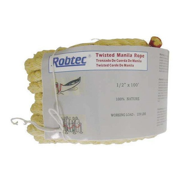 Manufacturer Varies Rope,Manila,Twisted,3/8 In. dia.,600ft L 12U282