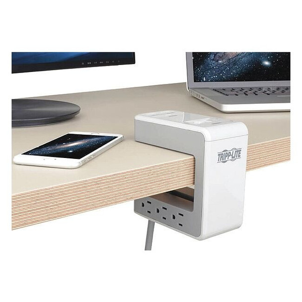 Tripp Lite Outlet Strip, Surge, USB, 6 5-15R, 5-15P, 8 ft., Gray TLP648USBC