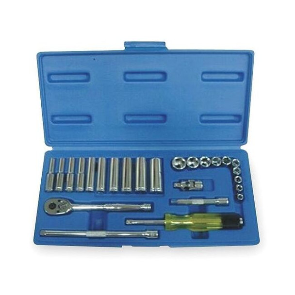 1/4" Drive Socket Wrench Set SAE 25 Pieces 3/16 in to 9/16 in , Chrome