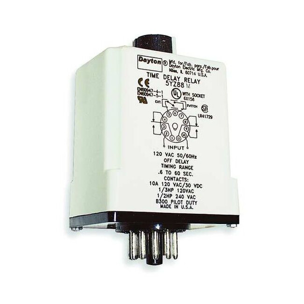 Single Function Time Delay Relay, Octal, Off Delay, 1 Functions 240V AC, DPDT