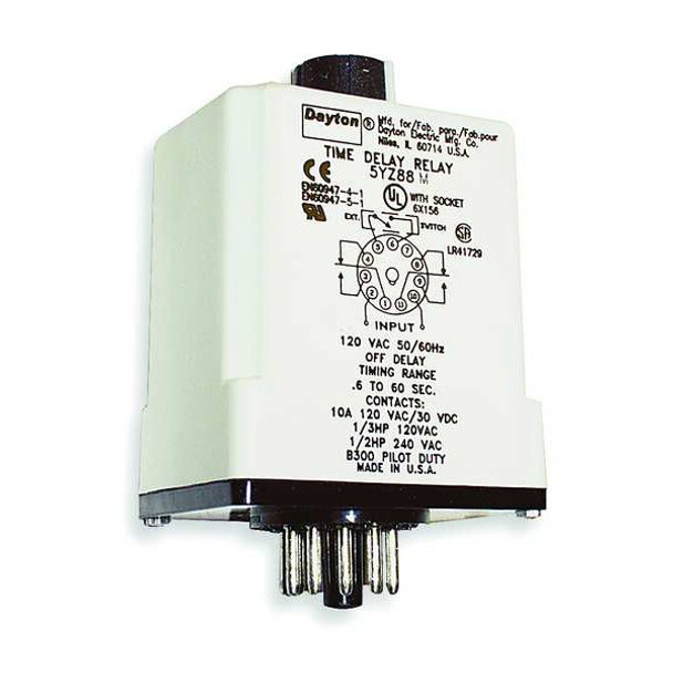 Dayton Single Function Time Delay Relay, 11Pins 1EGC2