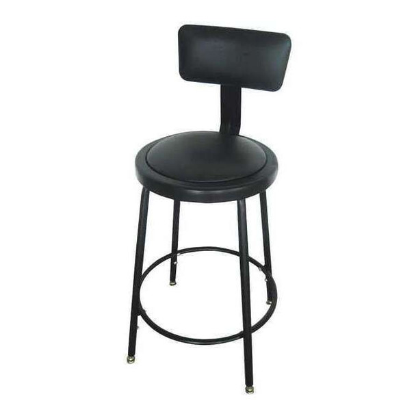 Manufacturer Varies Round Stool with Backrest, Height 24" to 33"Black 5NWH4