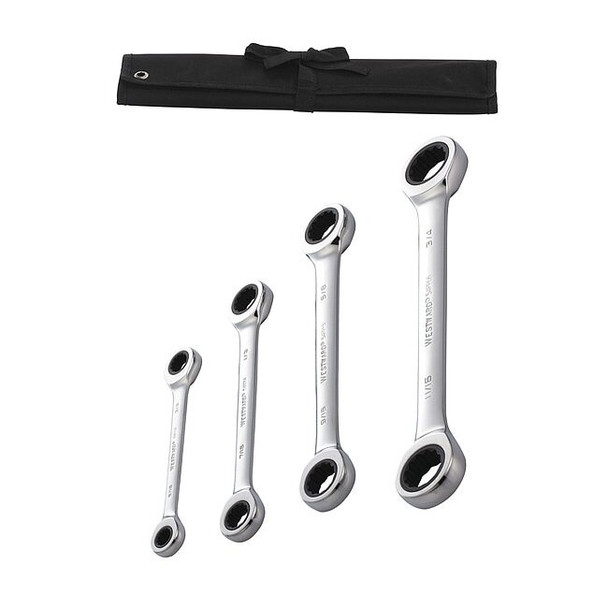 Westward Box End Wrench Set,Fll Plsh,Stndrd,SAE 54DG34