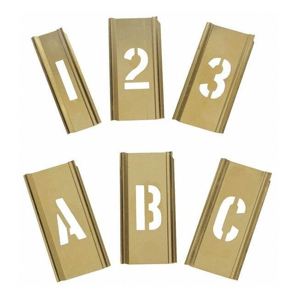 Manufacturer Varies Interlocking Stencil, Numb&Letters, Brass, 3W647 3W647