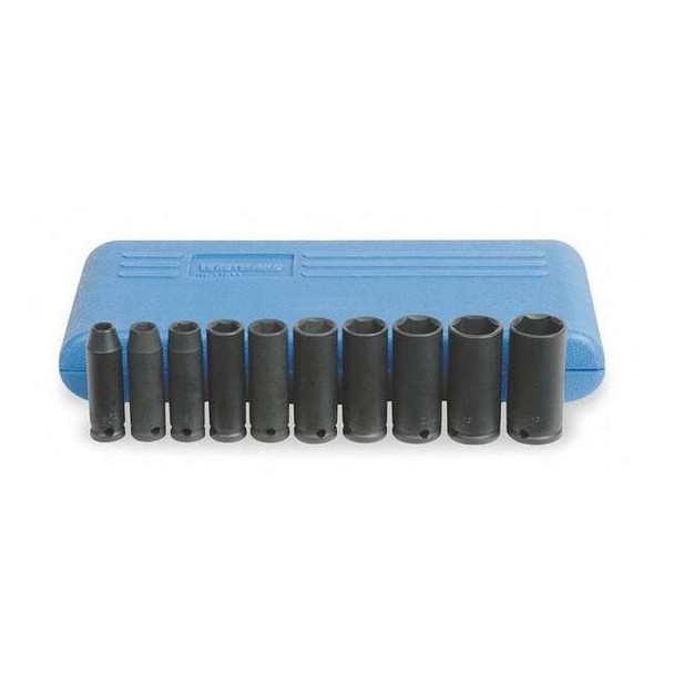 Westward 3/8" Drive Impact Socket Set, SAE, 10 pcs 4YP59