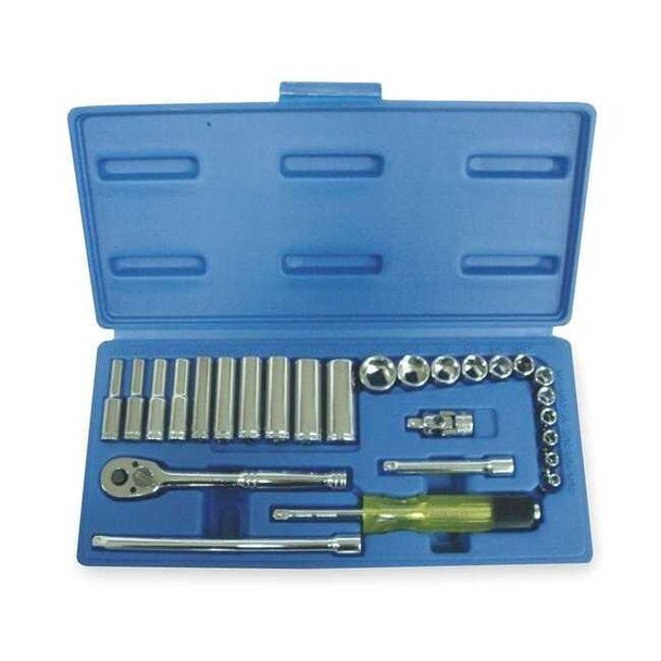 1/4" Drive Socket Wrench Set SAE 27 Pieces 5/32 in to 9/16 in , Chrome