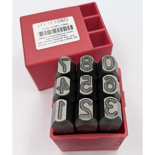 Manufacturer Varies Number Set,3/8 In. H,Steel 1F108