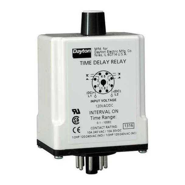Single Function Time Delay Relay, Octal, On Delay, 1 Functions 120V AC, DPDT